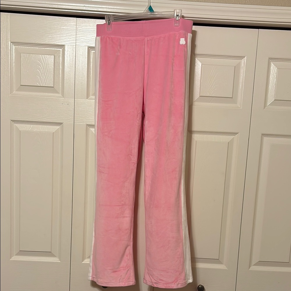 Teddy Fresh Pink and White Velour Lounge Pant